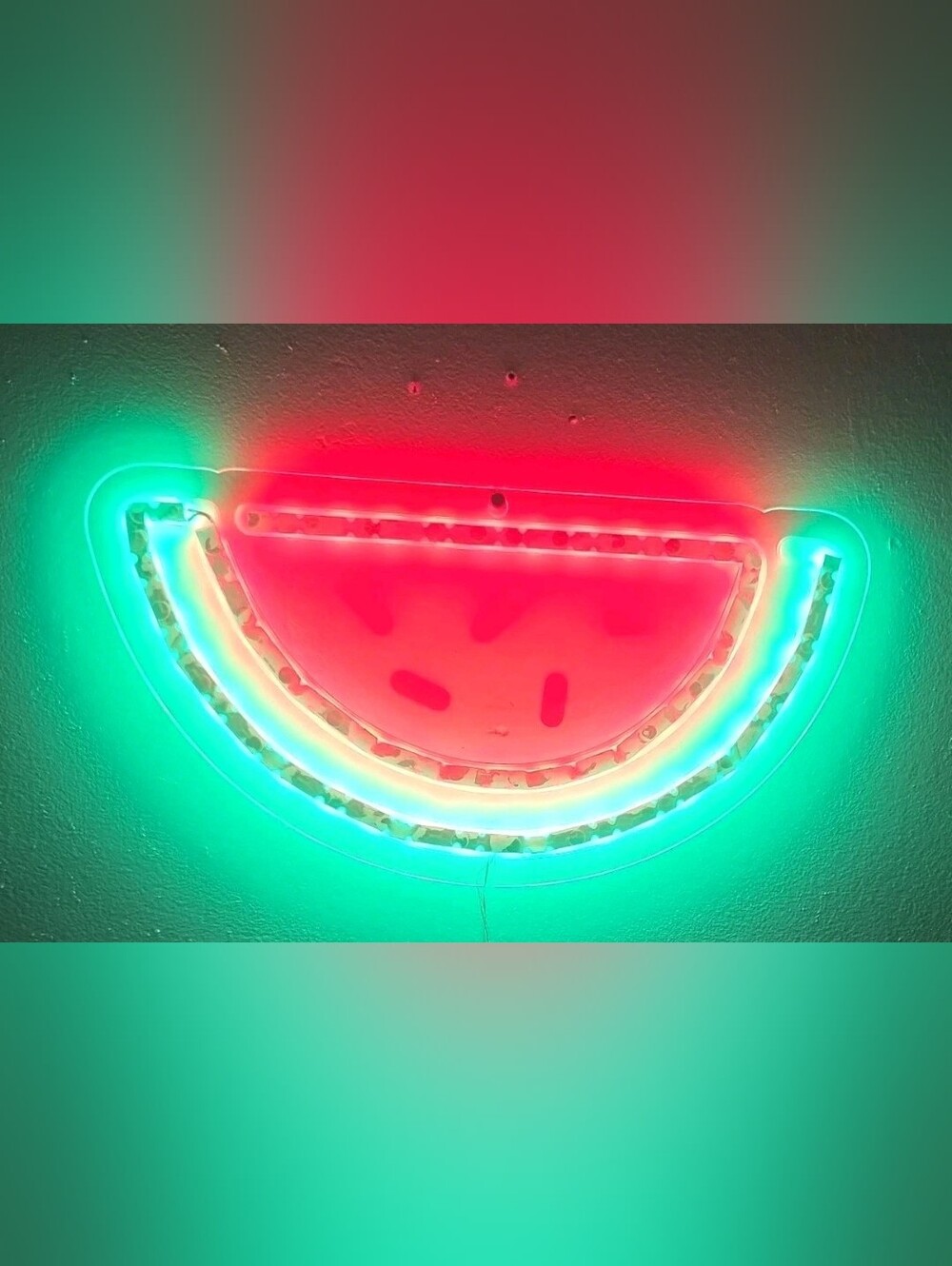 Neon Watermelon Wall Hanging Art Red & Green LED Battery Operated